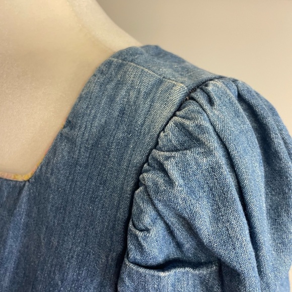 St Barth's Denim Ruffle Puff Sleeve Vintage Womens Dress Size 7/8 80s 90s - Picture 4 of 10